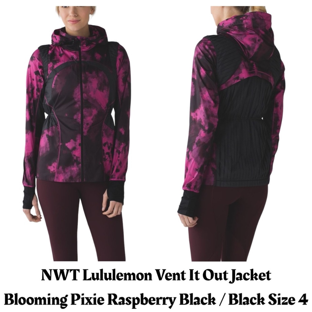 RARE NWT Lululemon Vent It‎ Out Jacket Blooming Pixie Raspberry Black Size 4